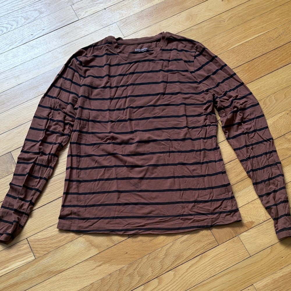 Reitmans Brown and Black Striped Long Sleeve Tee